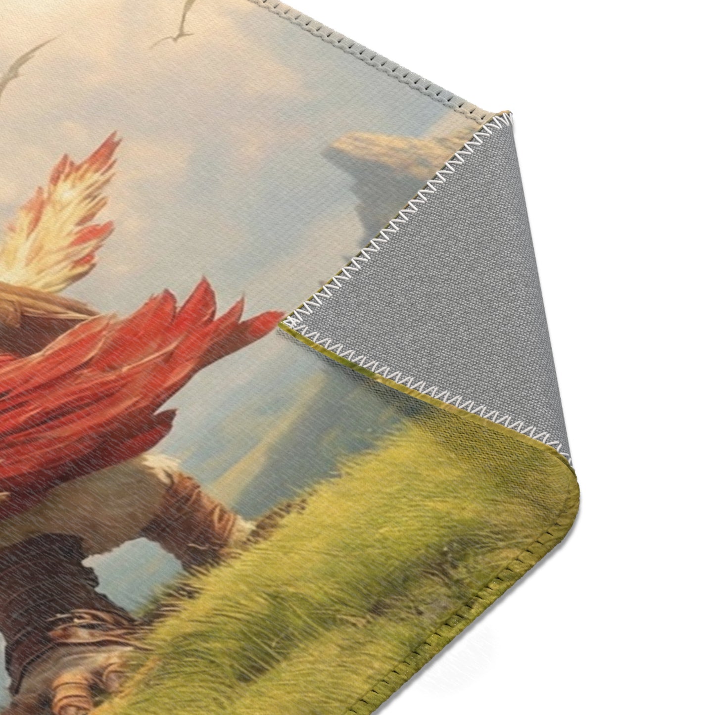 Skybound Falcon Riders Area Rug – Sunset Crest of the Winged Path