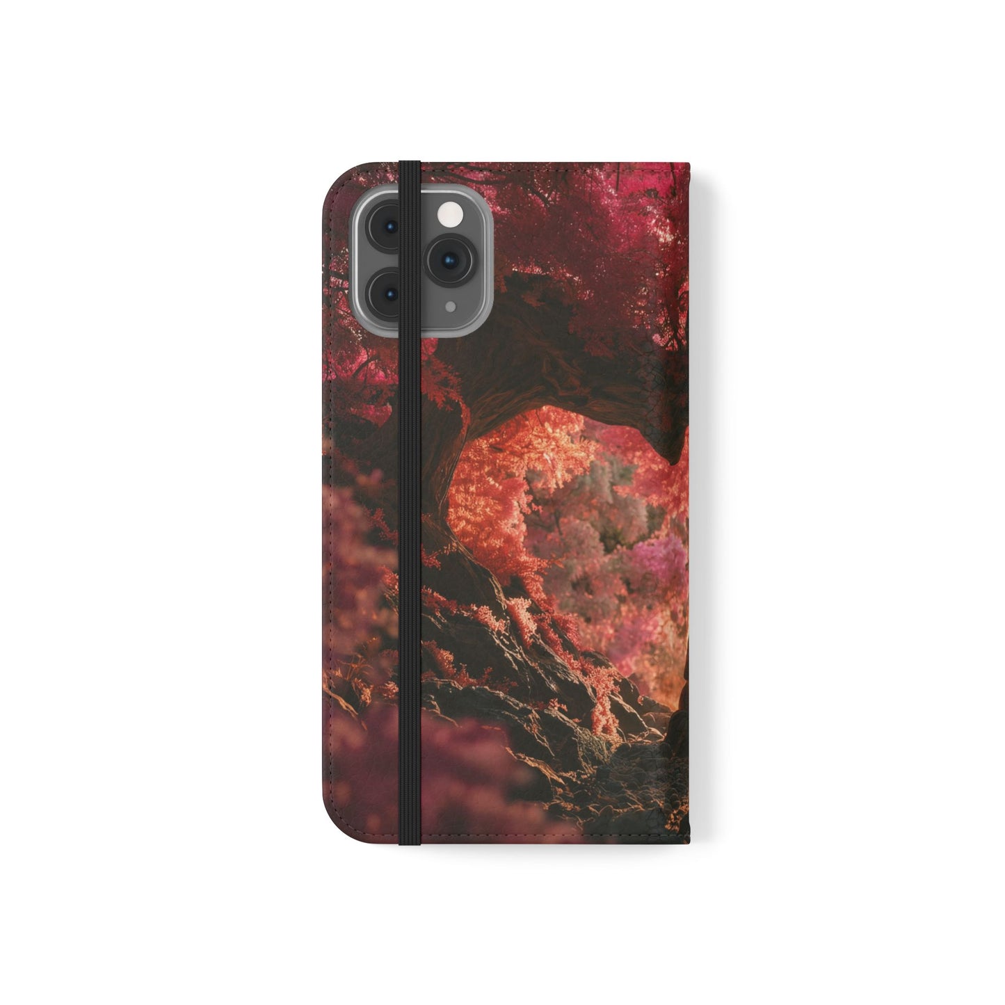 Crimson Arch Flip Cases – Heart-Shaped Canopy Romance