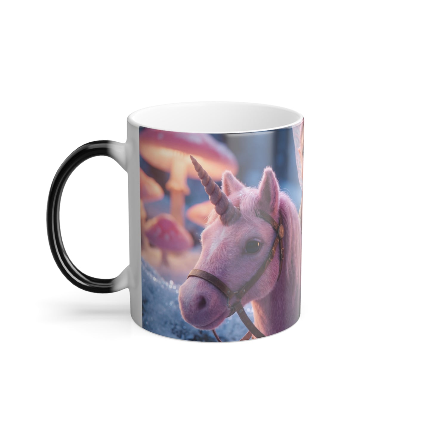Pink Unicorn Elf Child Mug – Winter Fairy Forest Ride