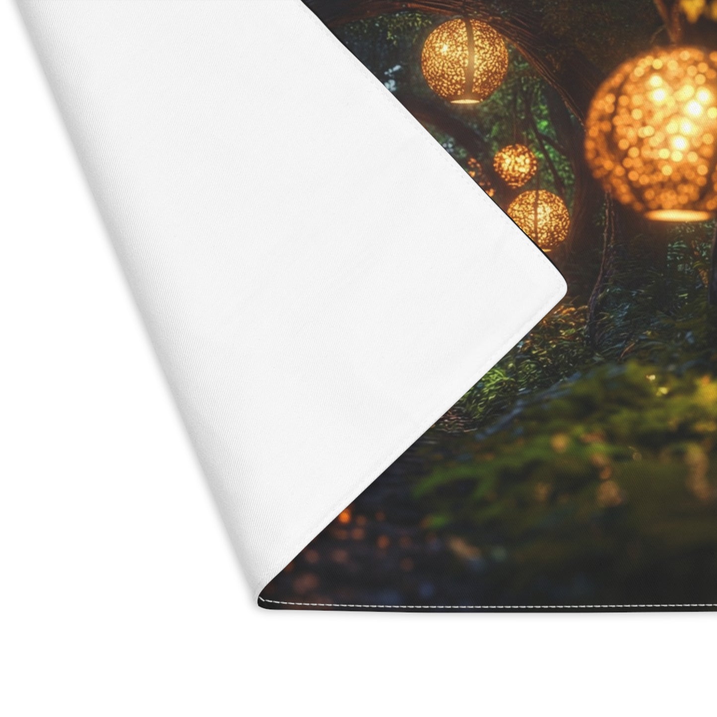 Luminescent Forest Path Placemat – Warm Lanterns Guide Your Way