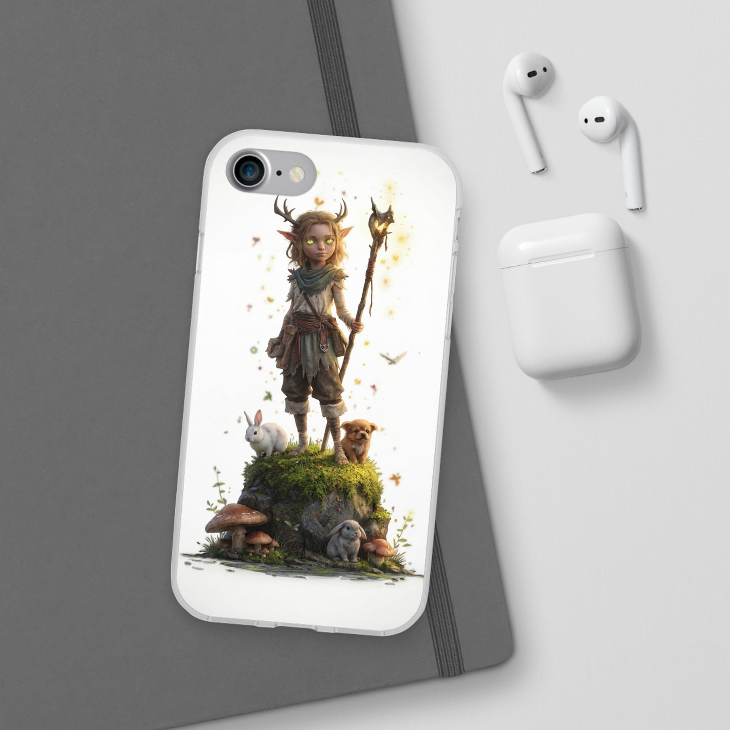Forest Sentinel Flexi Cases – Glowing Antlered Child with Pet Companions
