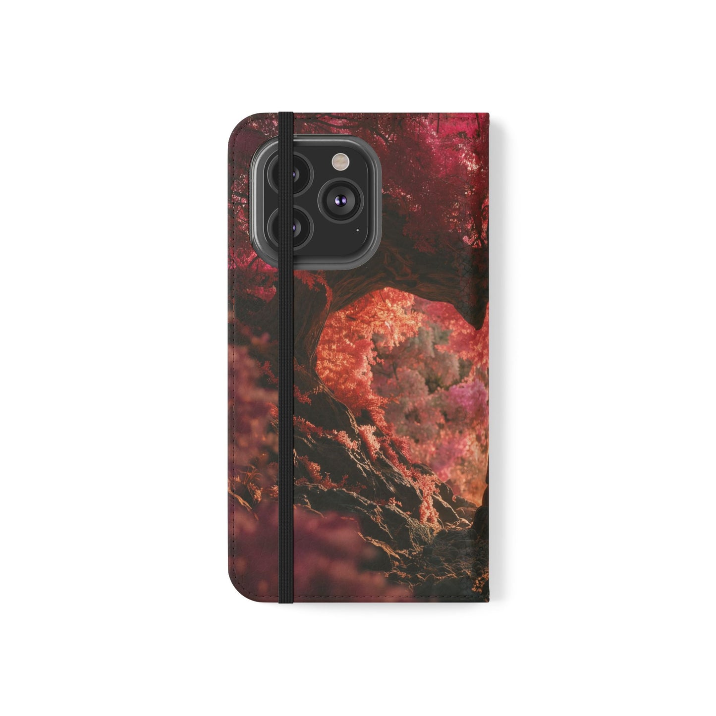 Crimson Arch Flip Cases – Heart-Shaped Canopy Romance
