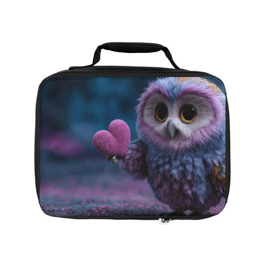 Velvet Owl with Heart Lunch Bag – Whimsical Midnight Guardian