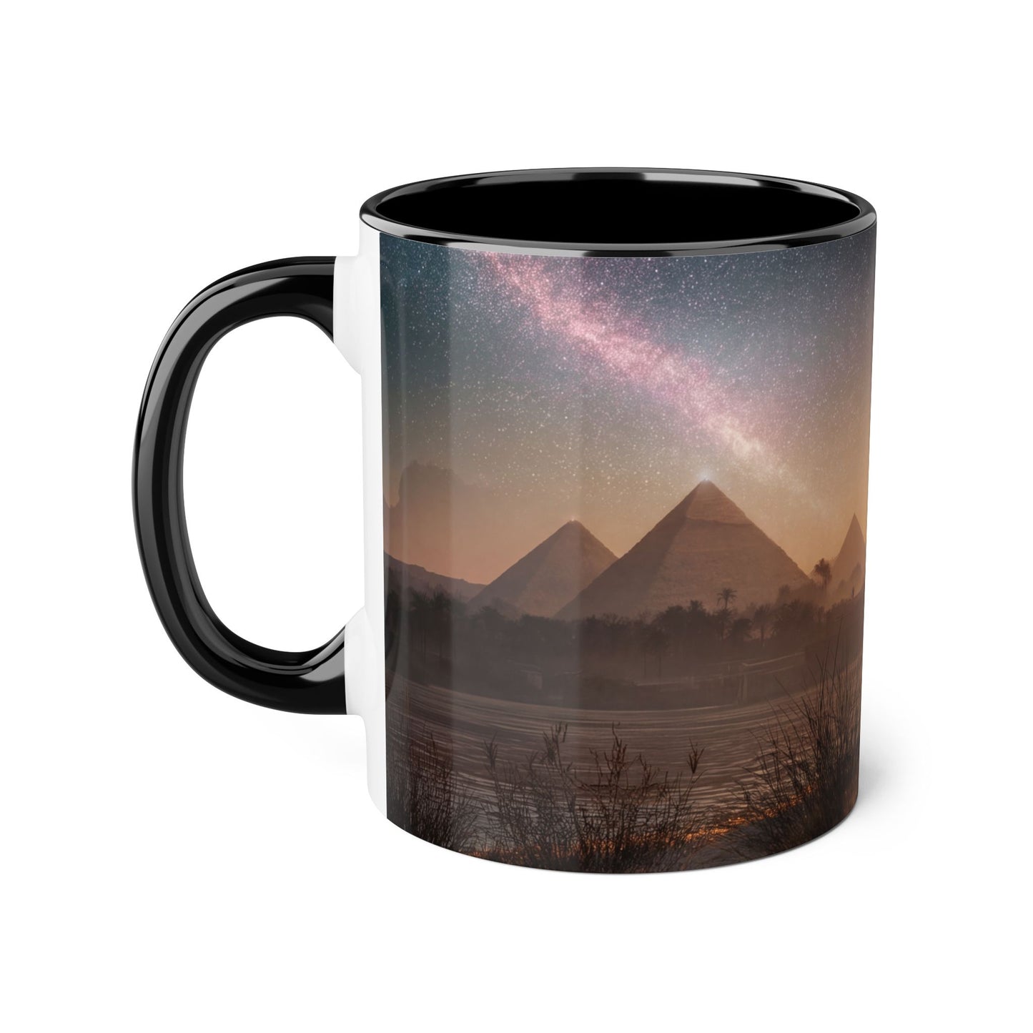 Twin Cats at the Pyramids Accent Mugs, 11oz – Nile Starlight Silhouette