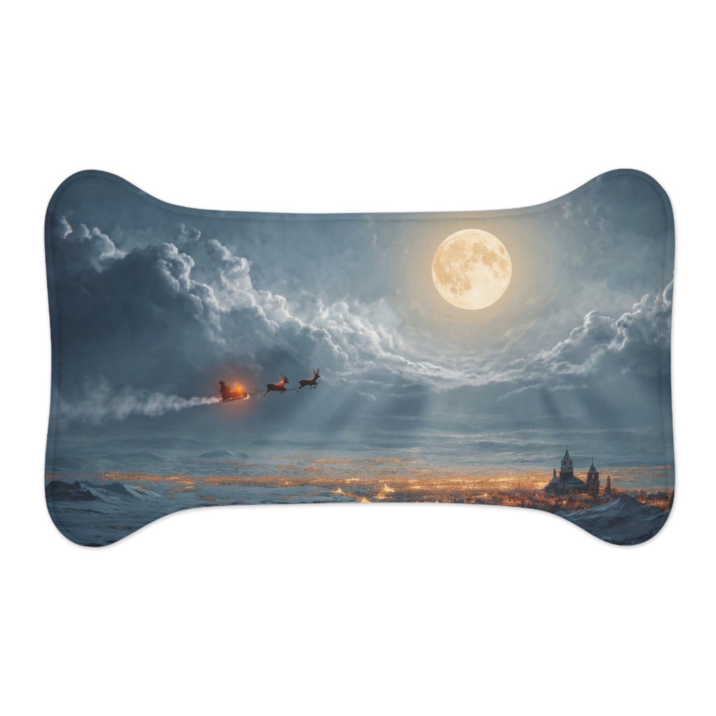 Midnight Sleigh Ride Pet Feeding Mats – Frostbitten City Lightscape