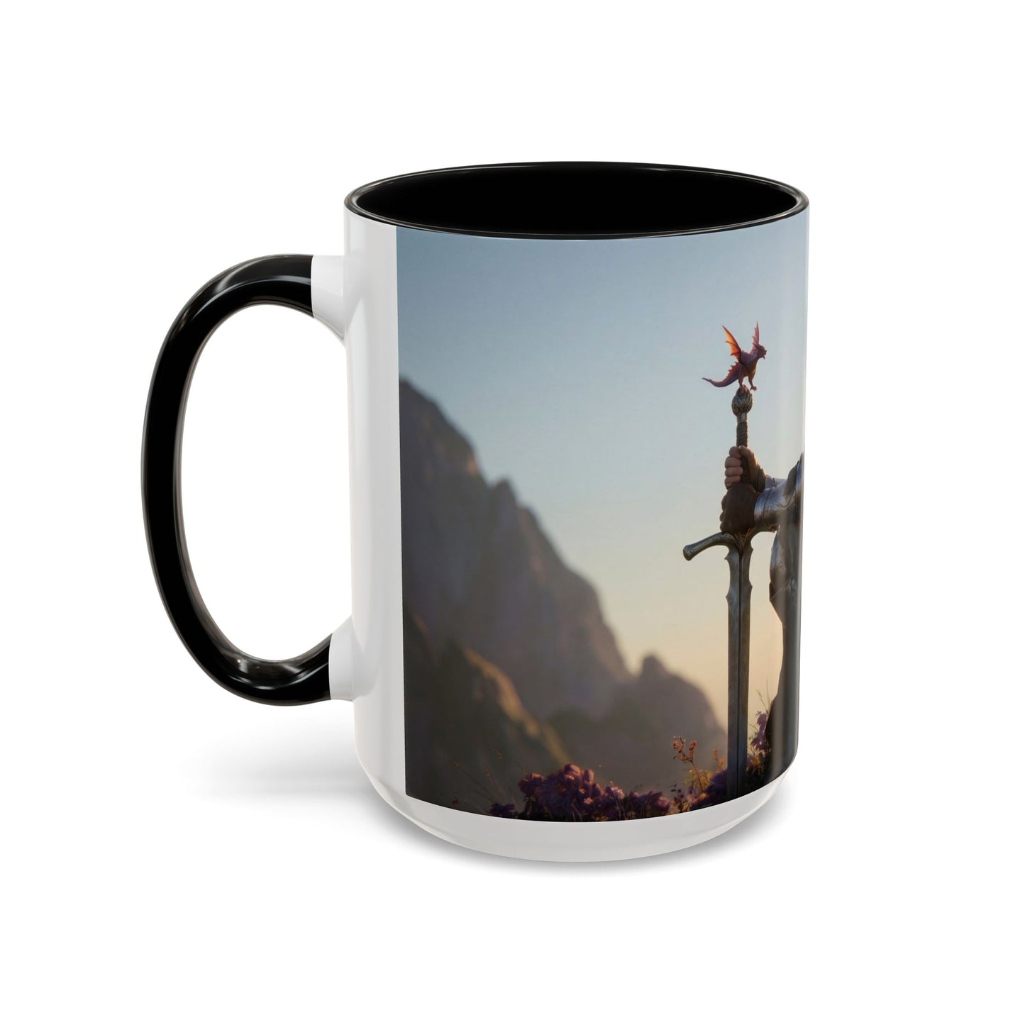 Dragon Rider at Dawn Accent Coffee Mug (11, 15oz) – Sunset Sentinel and Whispering Scale