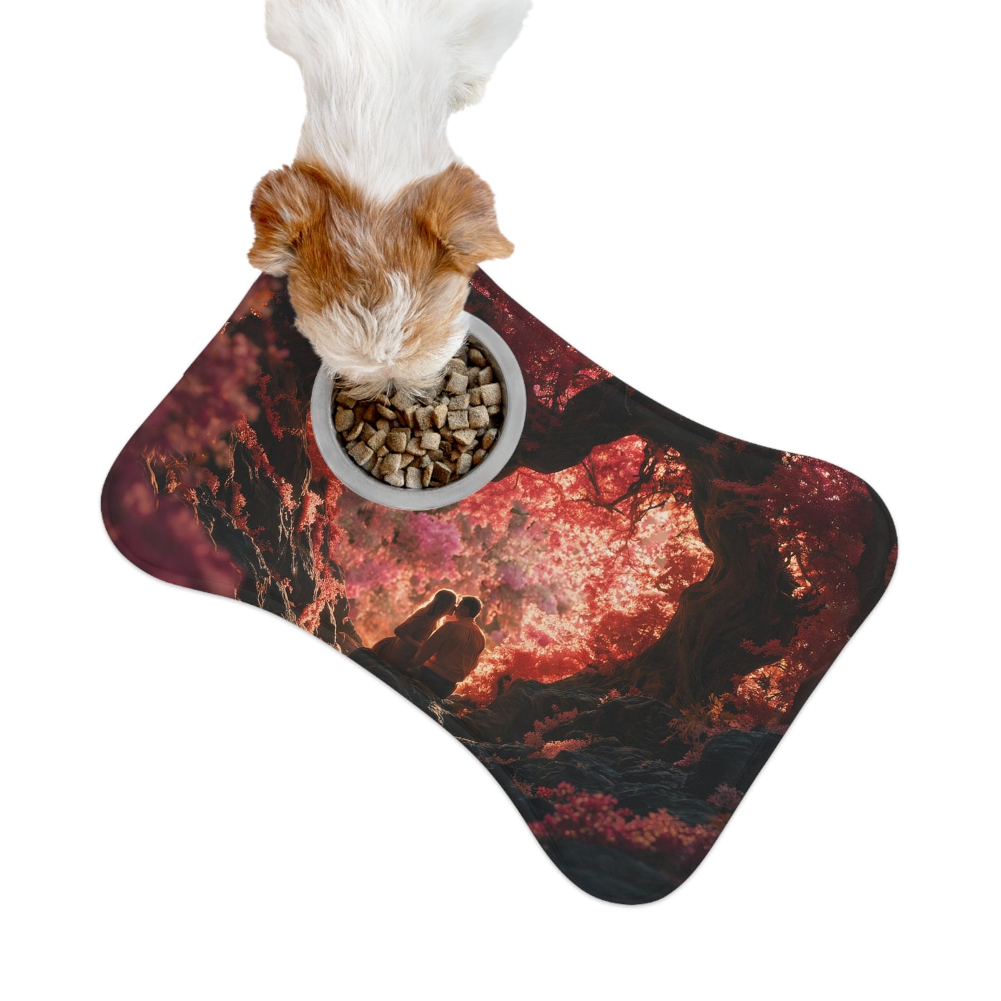 Crimson Canopy Pet Feeding Mats – Heart-Shaped Grove Dining Mat