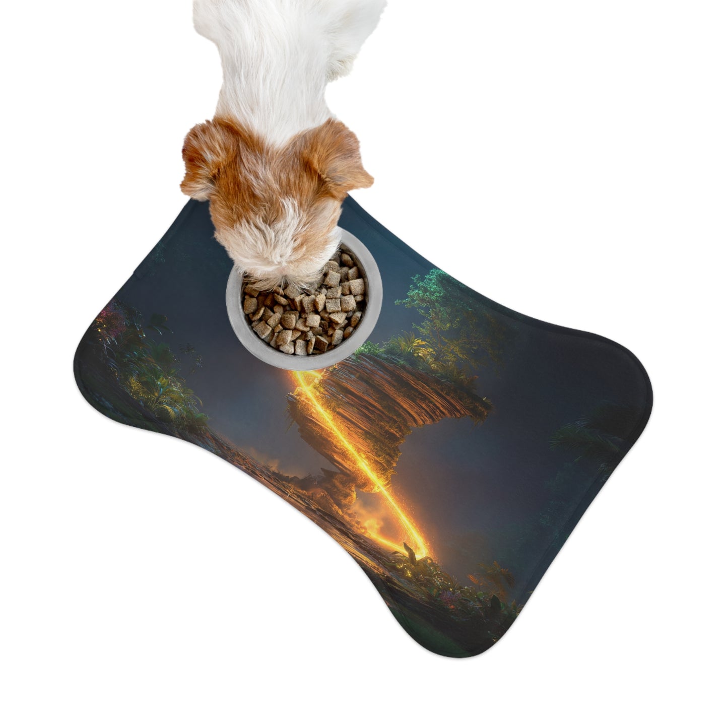 Floating Island Pet Feeding Mats – Luminous Jungle Oasis