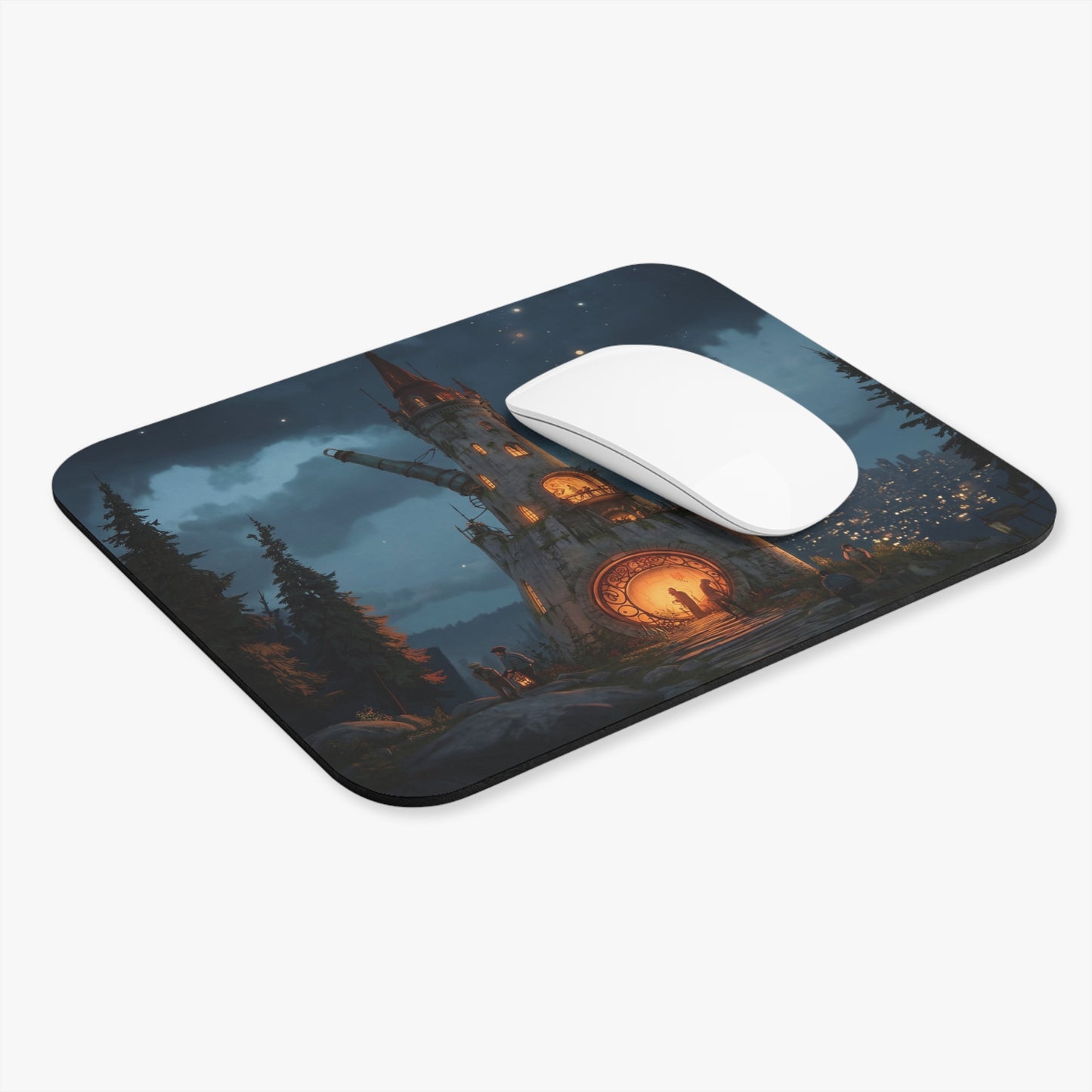 Observatory Tower Mouse Pad (Rectangle) – Moonlit Skywatcher’s Sanctuary