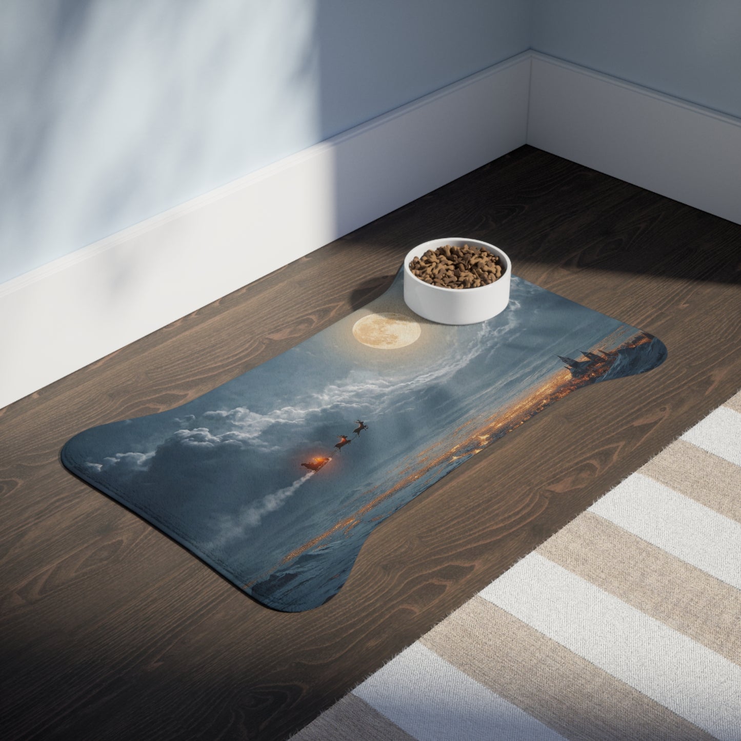Midnight Sleigh Ride Pet Feeding Mats – Frostbitten City Lightscape