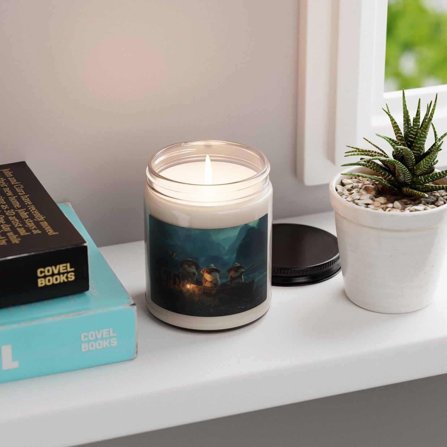 Three Hedgehog River Voyage Scented Soy Candle, 9oz – Warm Lantern Light on Misty Waters