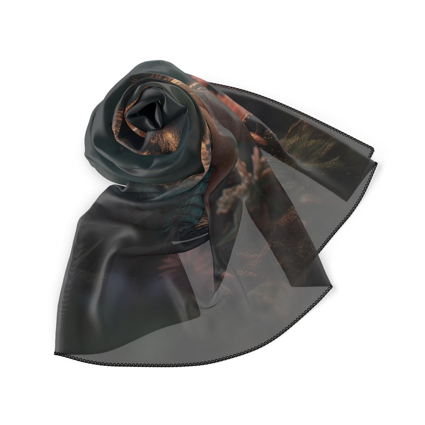 Gentle Crocodile and Butterfly Poly Scarf – Twilight Garden Whimsy