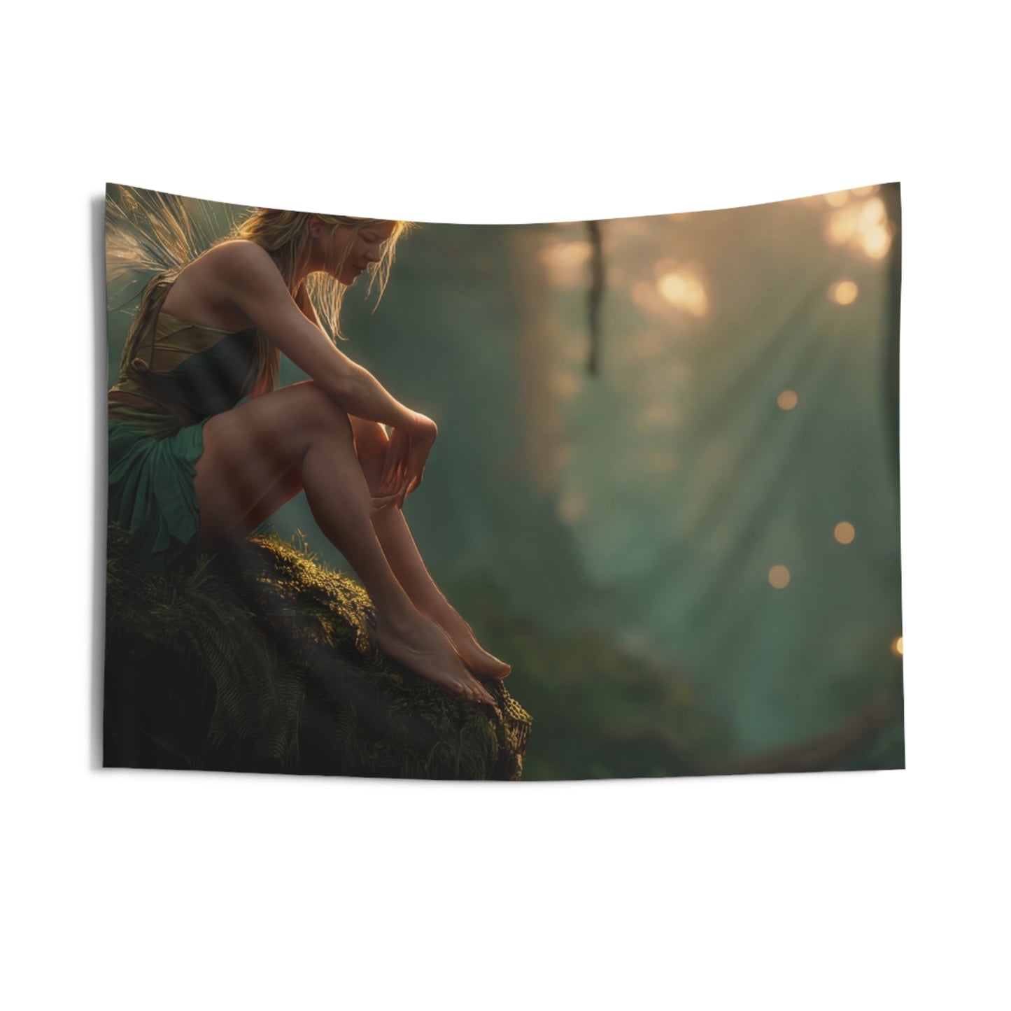 Sunlit Forest Fairy Indoor Wall Tapestries – Golden Hour Sanctuary