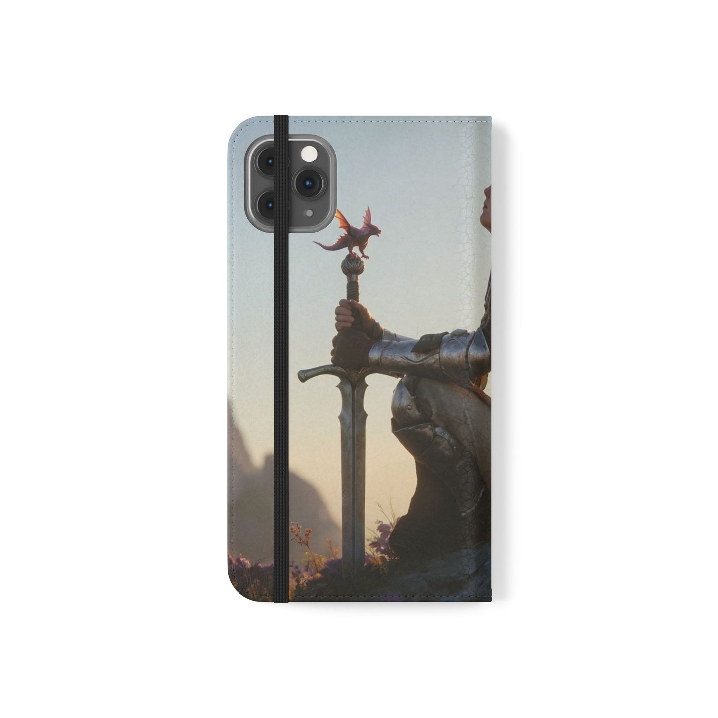 Dragon Knight Flip Cases – Sunlit Sentinel with Mini Drake and Sword