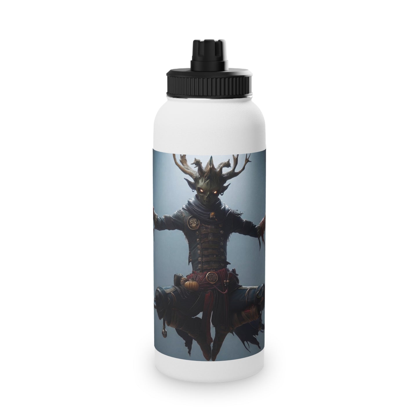 Antlered Sovereign Stainless Steel Water Bottle, Sports Lid – Throne of Whispering Light