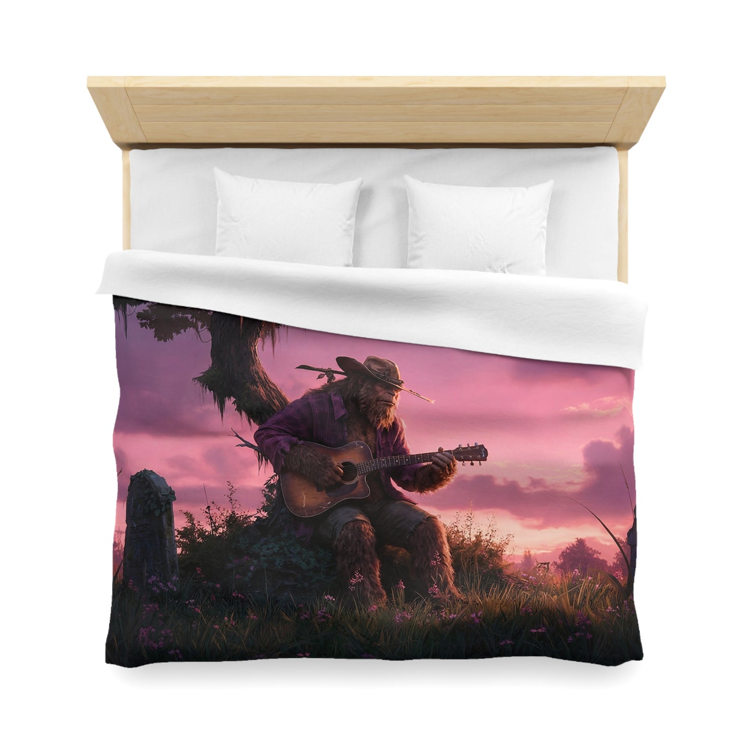 Swamp Folk Guitarist Duvet Cover – Twilight Serenade Under Spanish Moss