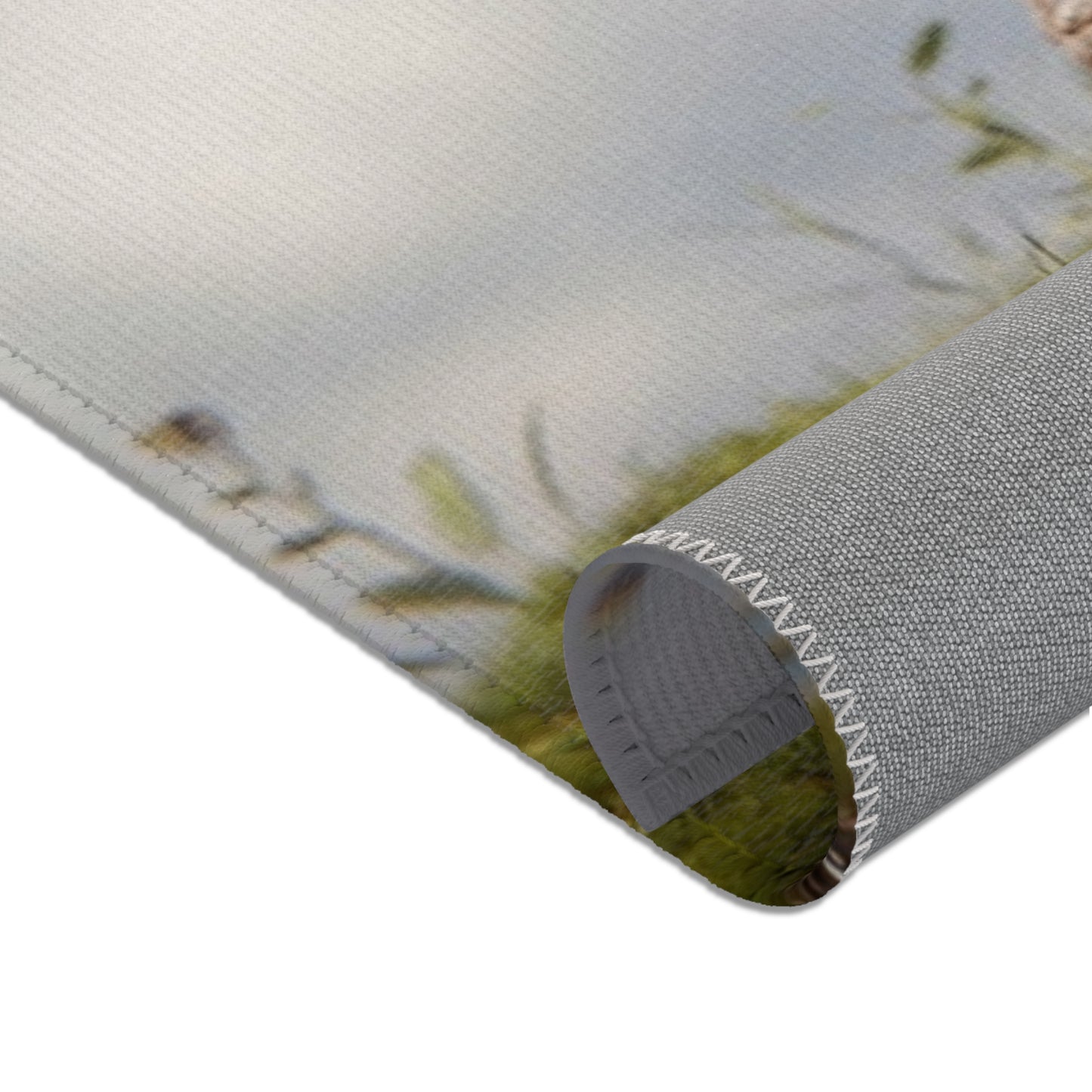 Pink Dawn Sentinel Area Rug – Soft Feathers and Curled Tail Dreamscape