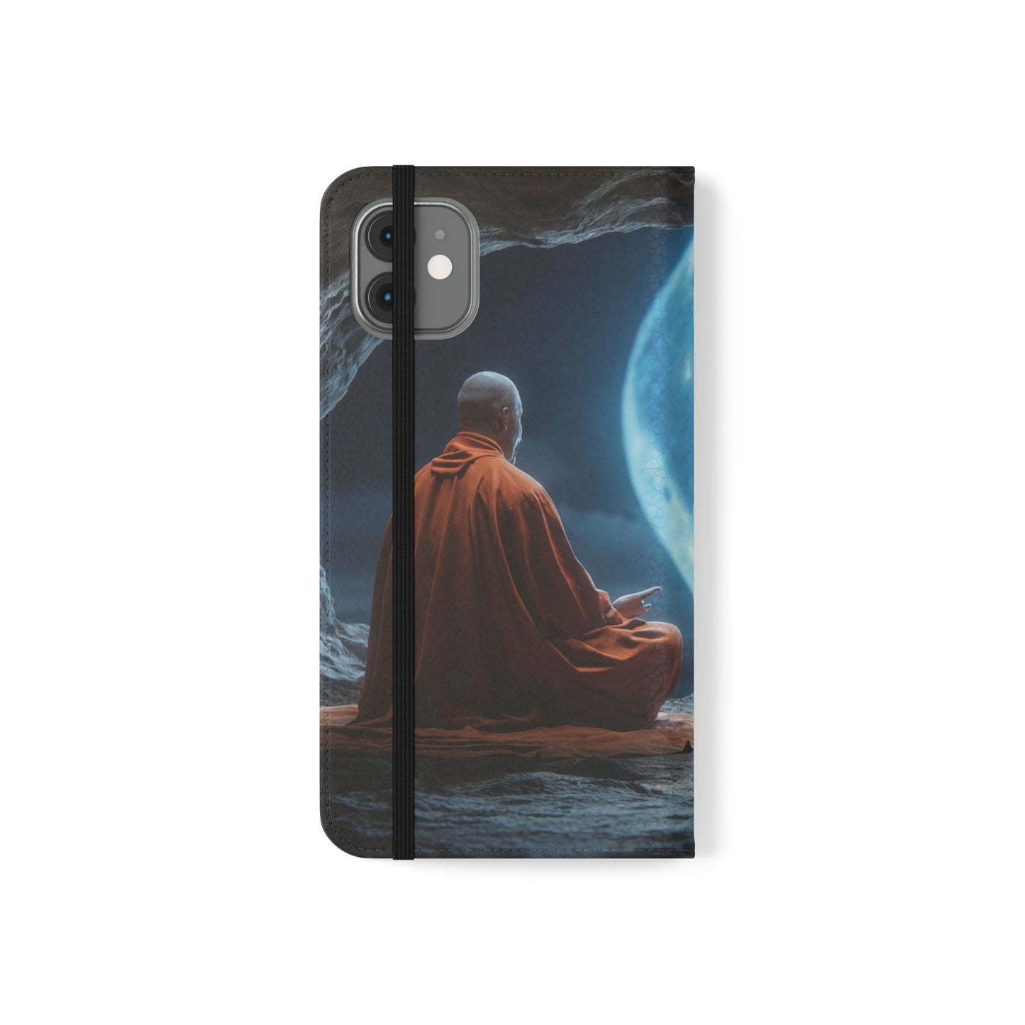 Lunar Meditation Flip Cases – Serene Monk Under Moonlight