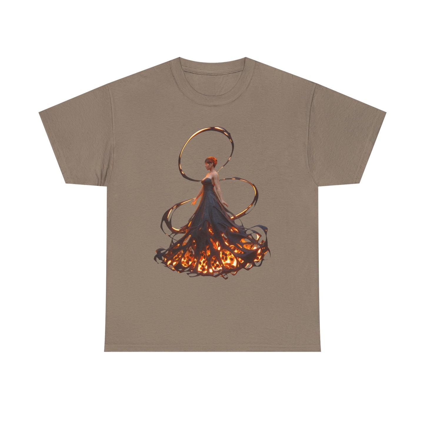 Ember-Winged Sentinel Tee – Molten Halo and Glowing Lattice Design
