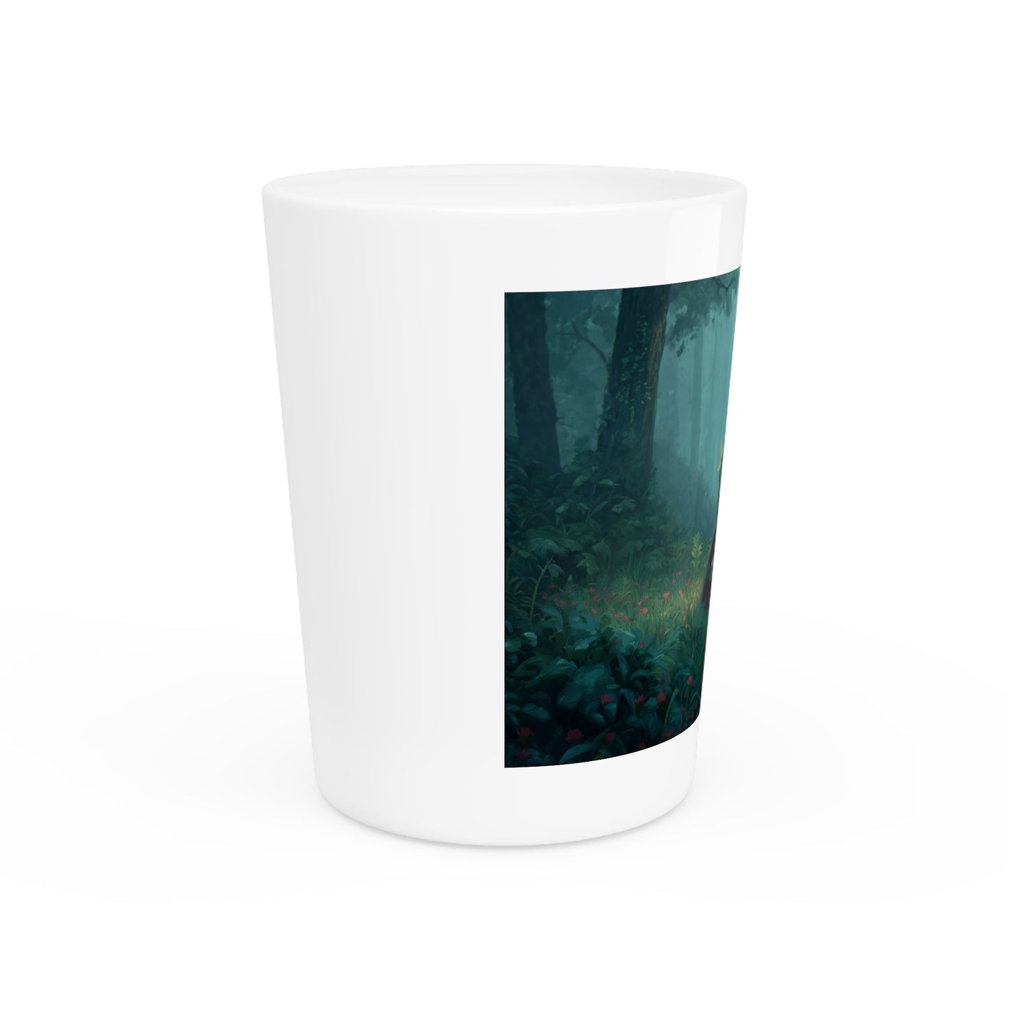 Forest Sentinel Shot Glass – Emerald Guardian in the Mist