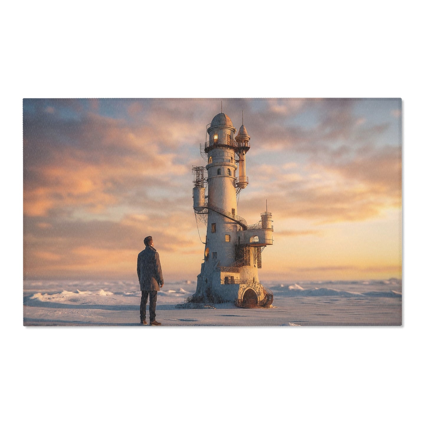 Lighthouse Keeper’s Solitude Area Rug – Arctic Twilight Beacon
