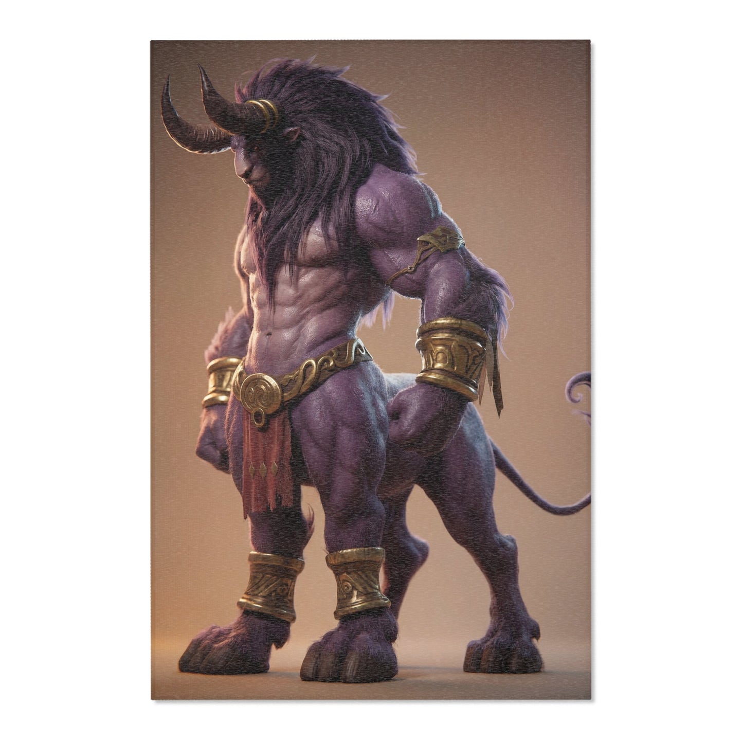 Purple Minotaur Guardian Area Rug – Warm Earth-Toned Mythic Presence
