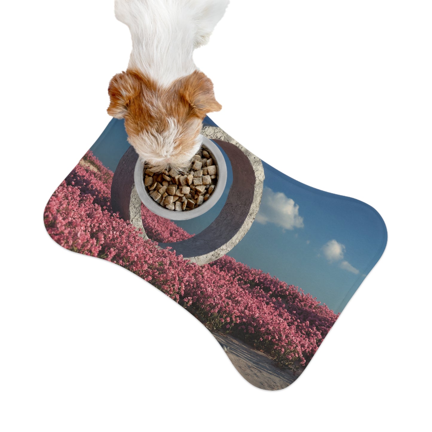 Concrete Circle Feeding Mats – Pink Wildflower Portal Scene