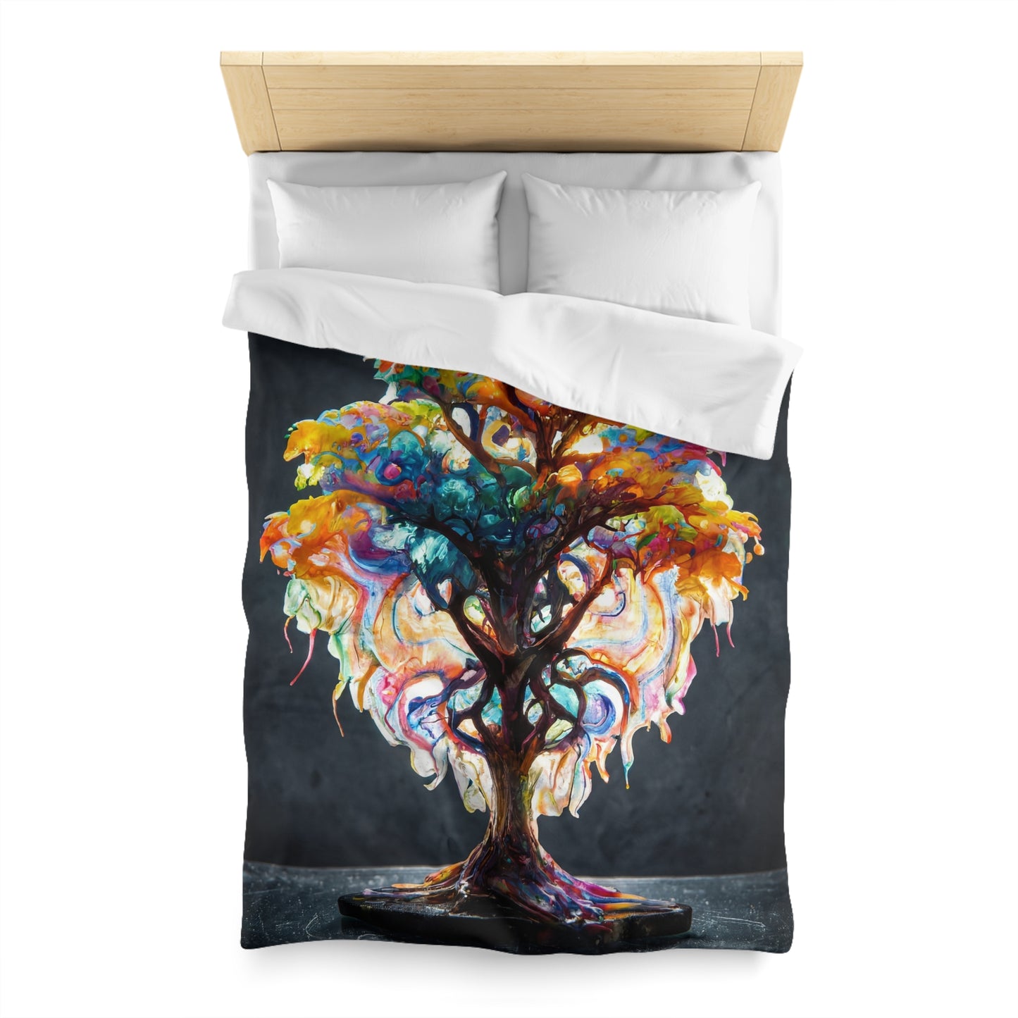 Chromatic Dream Tree Microfiber Duvet Cover – Where Color Blooms in Every Branch