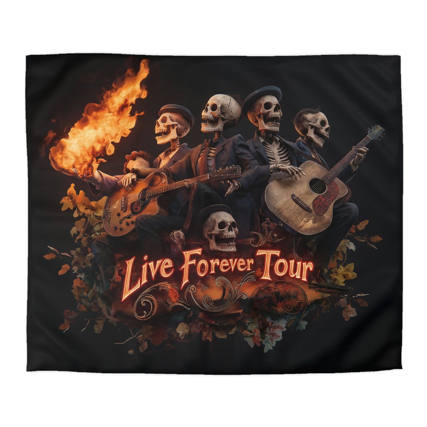 Skeleton Band Duvet Cover – Live Forever Tour Flame Performance