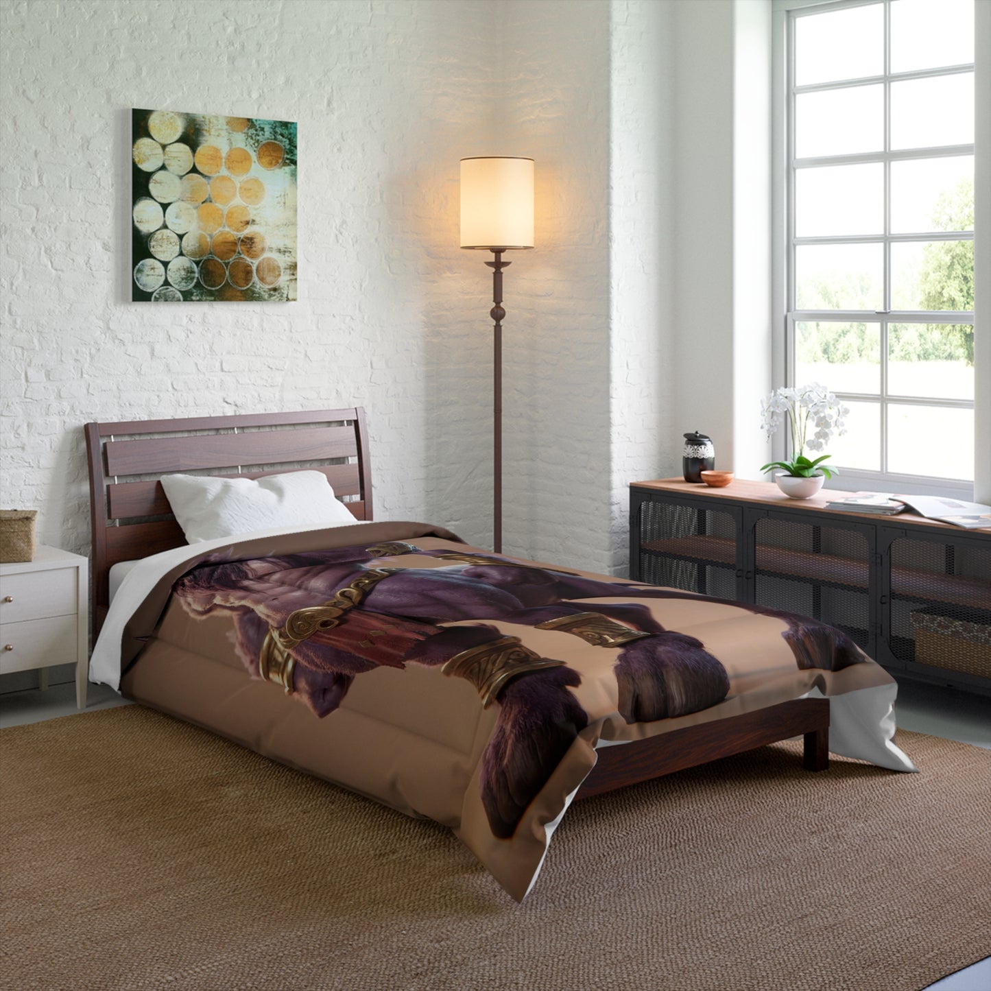 Purple Bull Sentinel Comforter – Ancient Warrior’s Quiet Vigil