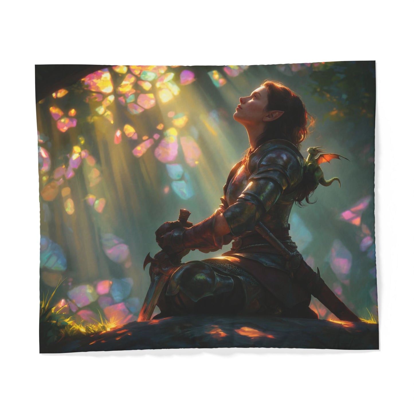 Knight’s Rest Cotton Duvet Cover – Dragon Sentinel & Prism Sunlight