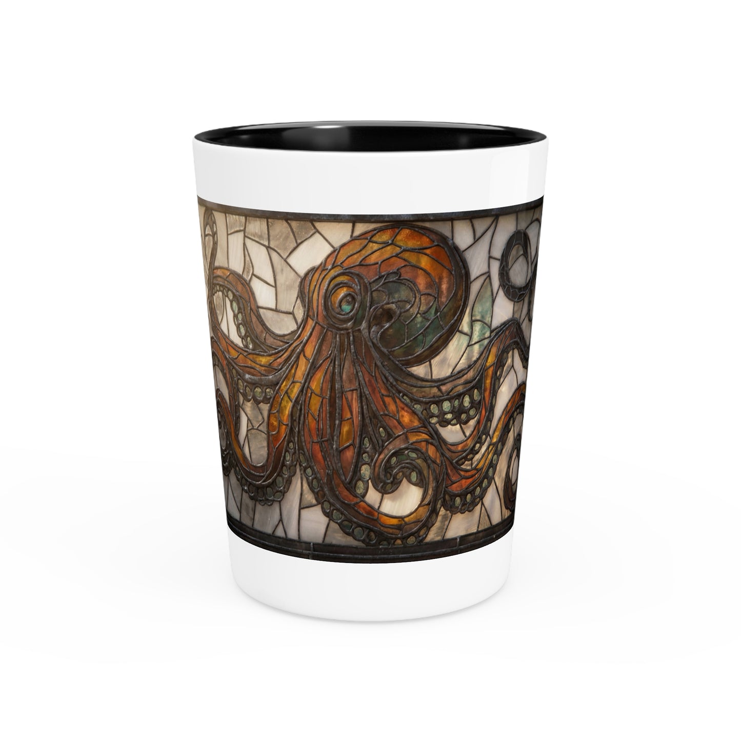 Stained Glass Octopus Shot Glass – Amber Tentacle Guardian