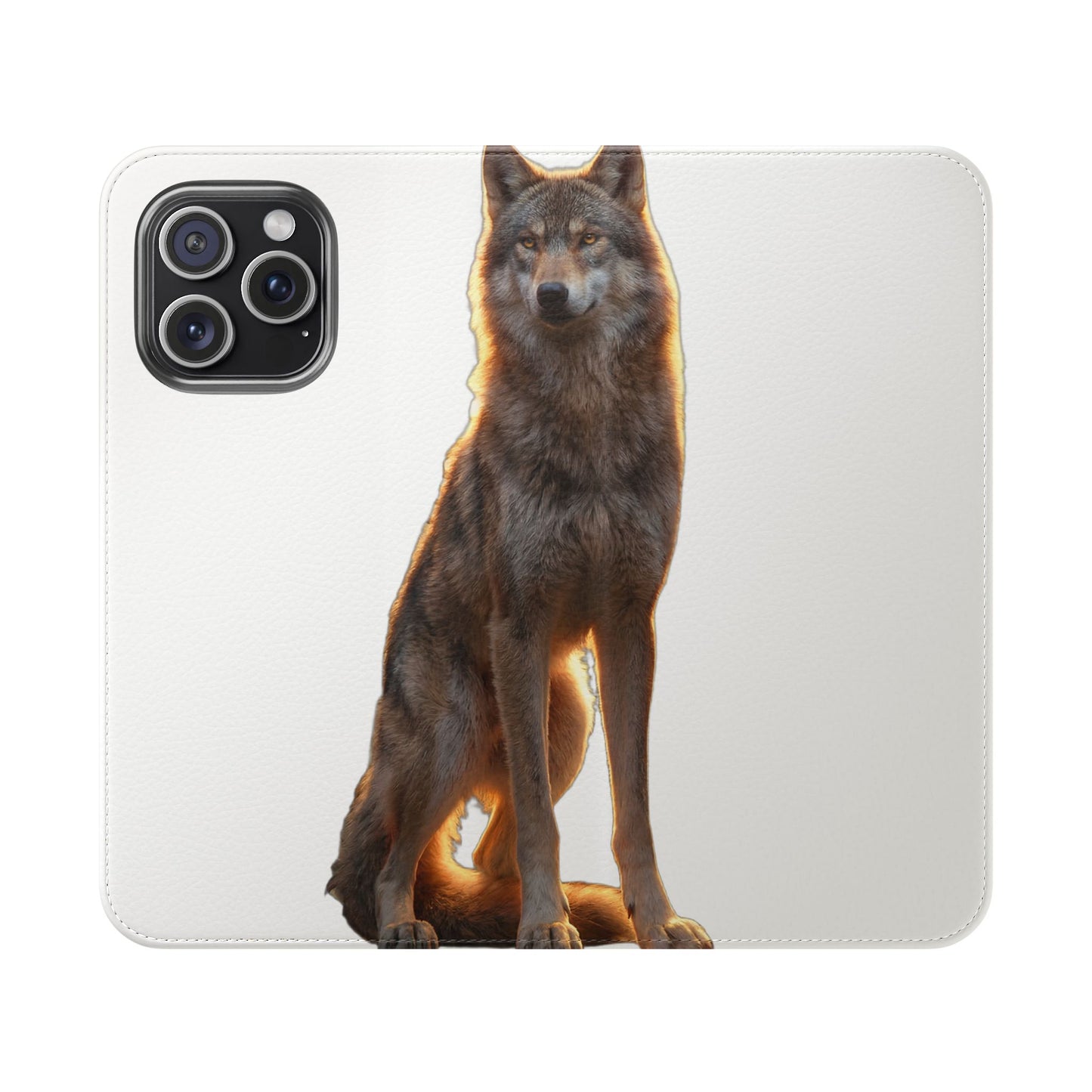 Sunlit Wolf Flip Cases – Golden Hour Sentinel Portrait