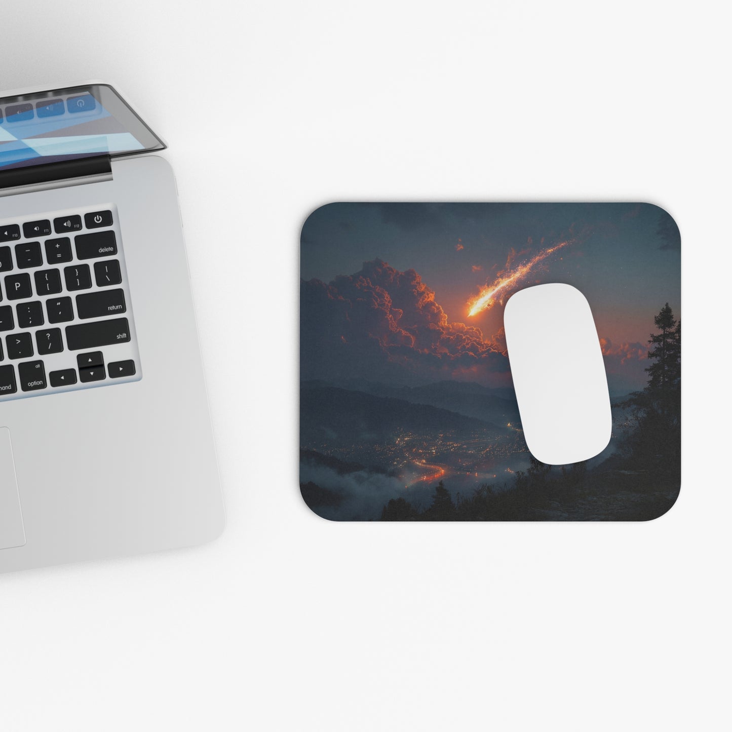 Celestial Firefall Mouse Pad (Rectangle) – Twilight’s Last Glowing Comet