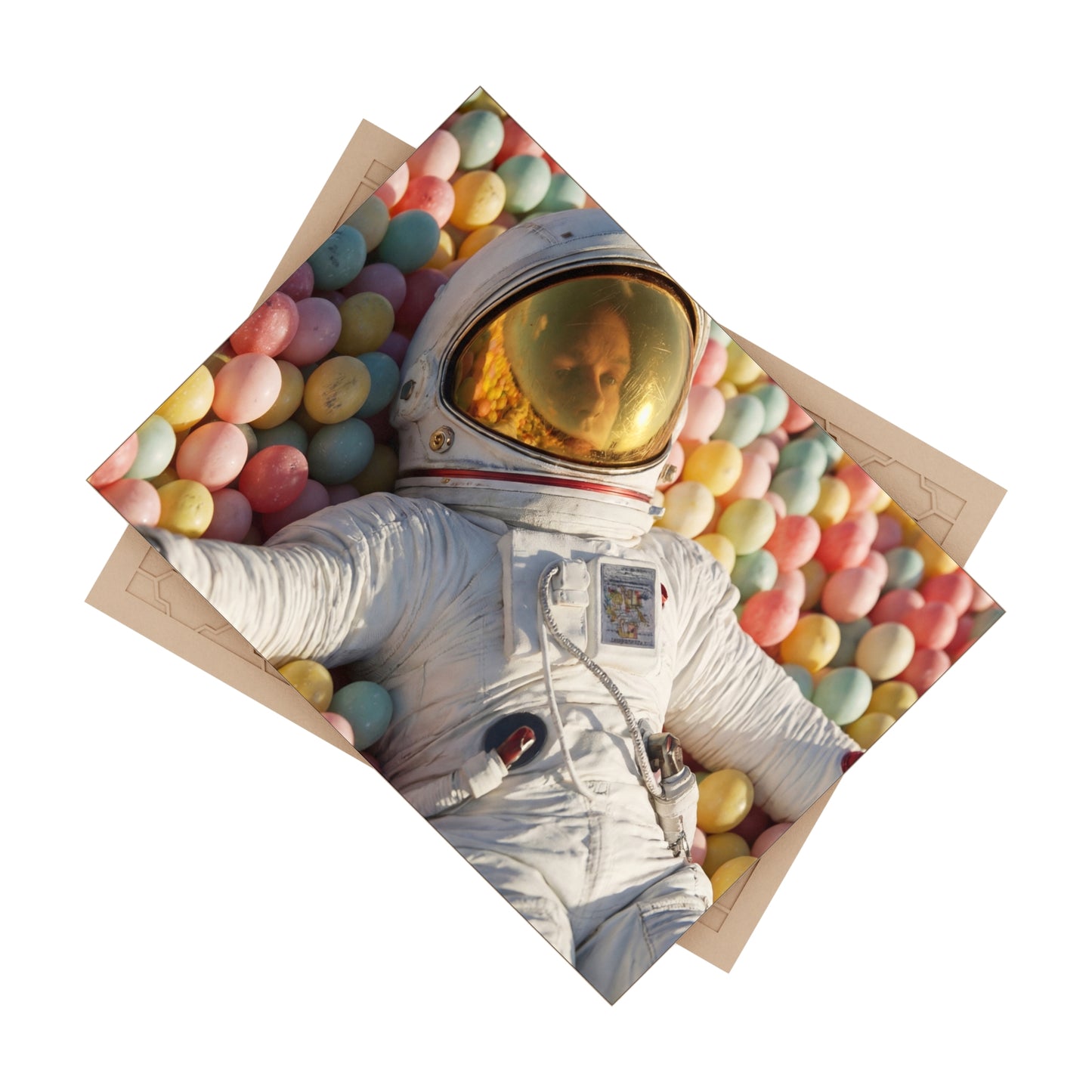 Astronaut in Pastel Ball Pit Ceramic Photo Tile – Weightless Wonderlands