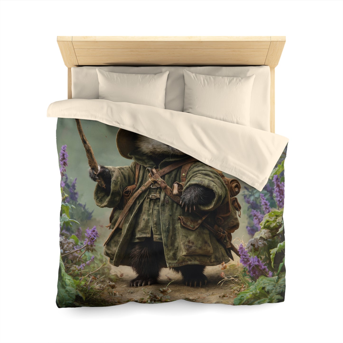Badger Scout Microfiber Duvet Cover – Mossy Path Through Purple Thistle