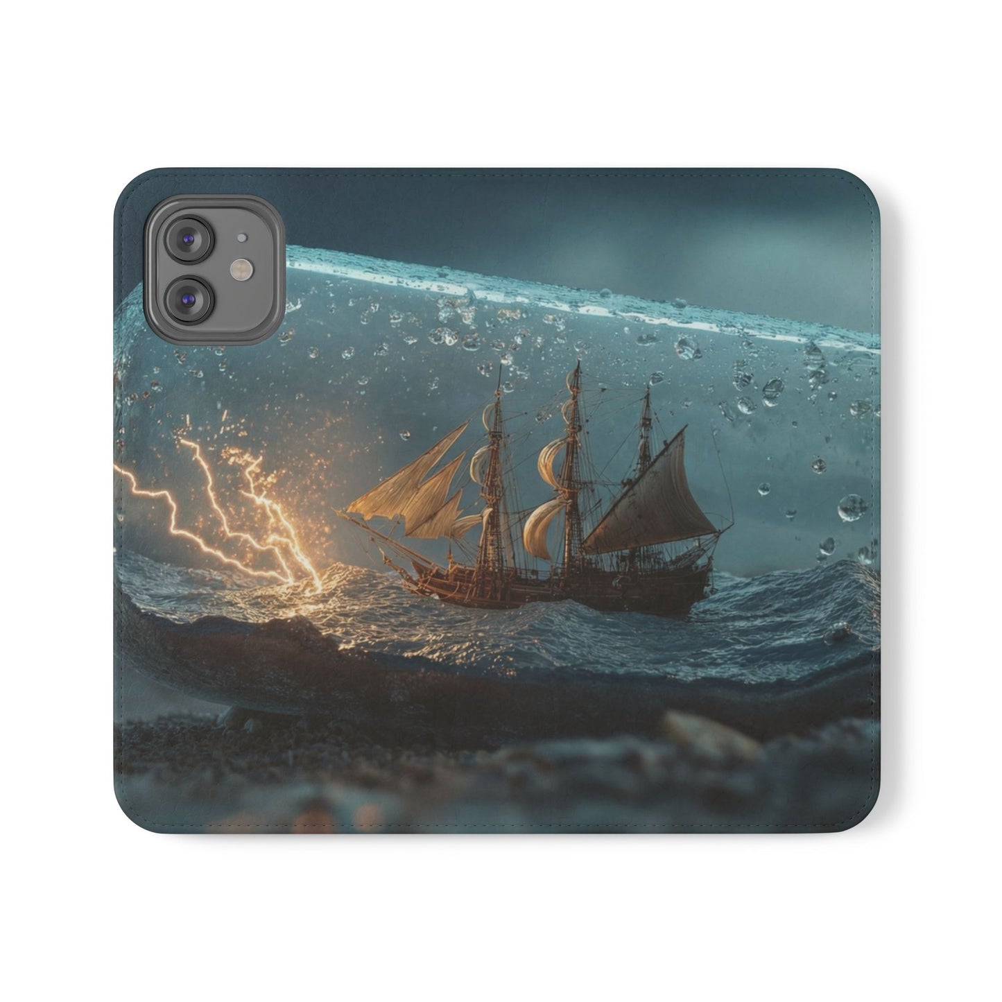 Storm-Struck Galleon Flip Cases – Lightning Inside Glass Bottle