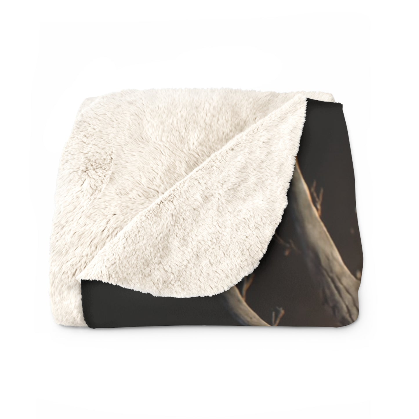 Moonlit Stag-Owl Sentinel Sherpa Fleece Blanket – Whispers of the Watchful Woods