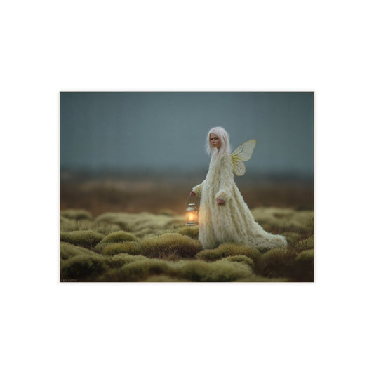 Luminous Fairy in Mossy Field Ceramic Photo Tile – Keeper of Twilight Light