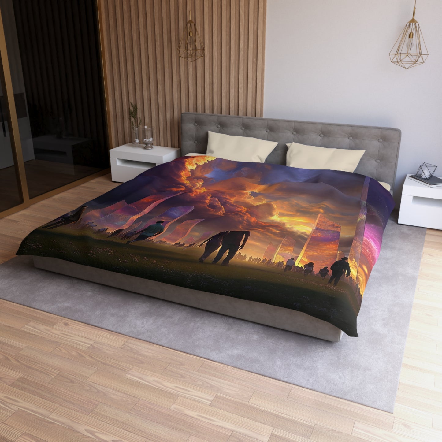 Celestial Obelisks Microfiber Duvet Cover – Twilight Gateway Dreamscape