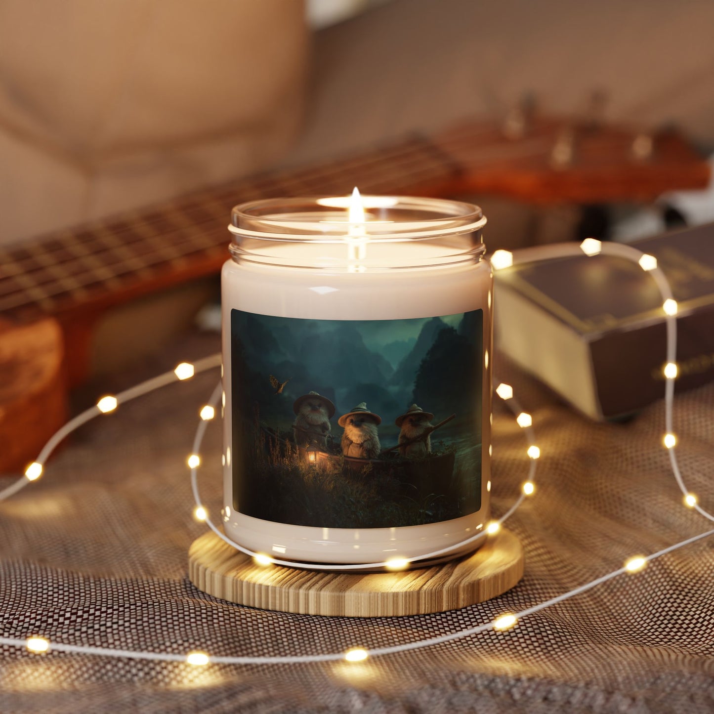 Three Hedgehog River Voyage Scented Soy Candle, 9oz – Warm Lantern Light on Misty Waters