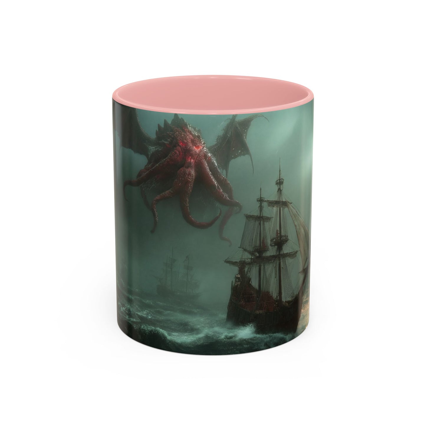 Leviathan Sentinel Accent Coffee Mug (11, 15oz) – Crimson Wyvern Guardian Seascape