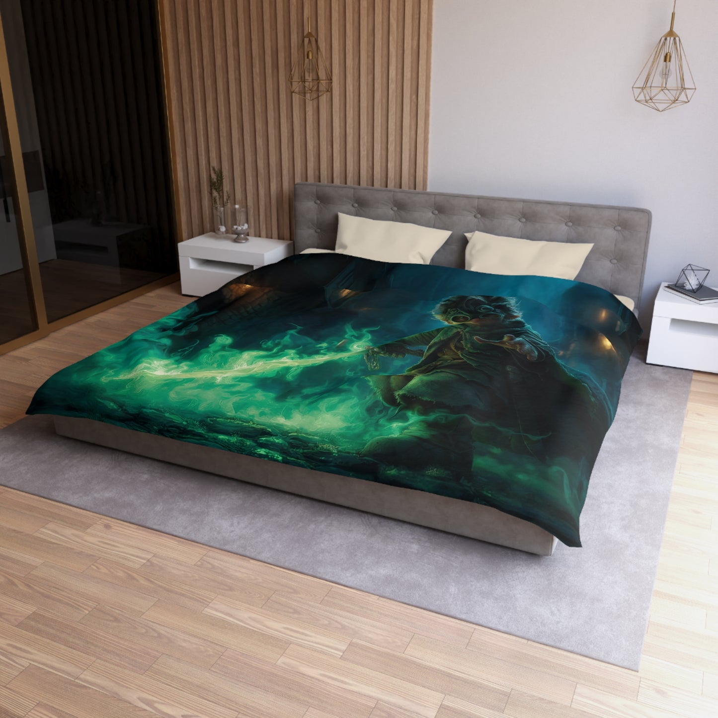 Goblin Sorcerer Green Sword Duvet Cover – Cobalt Alleyway Guardian