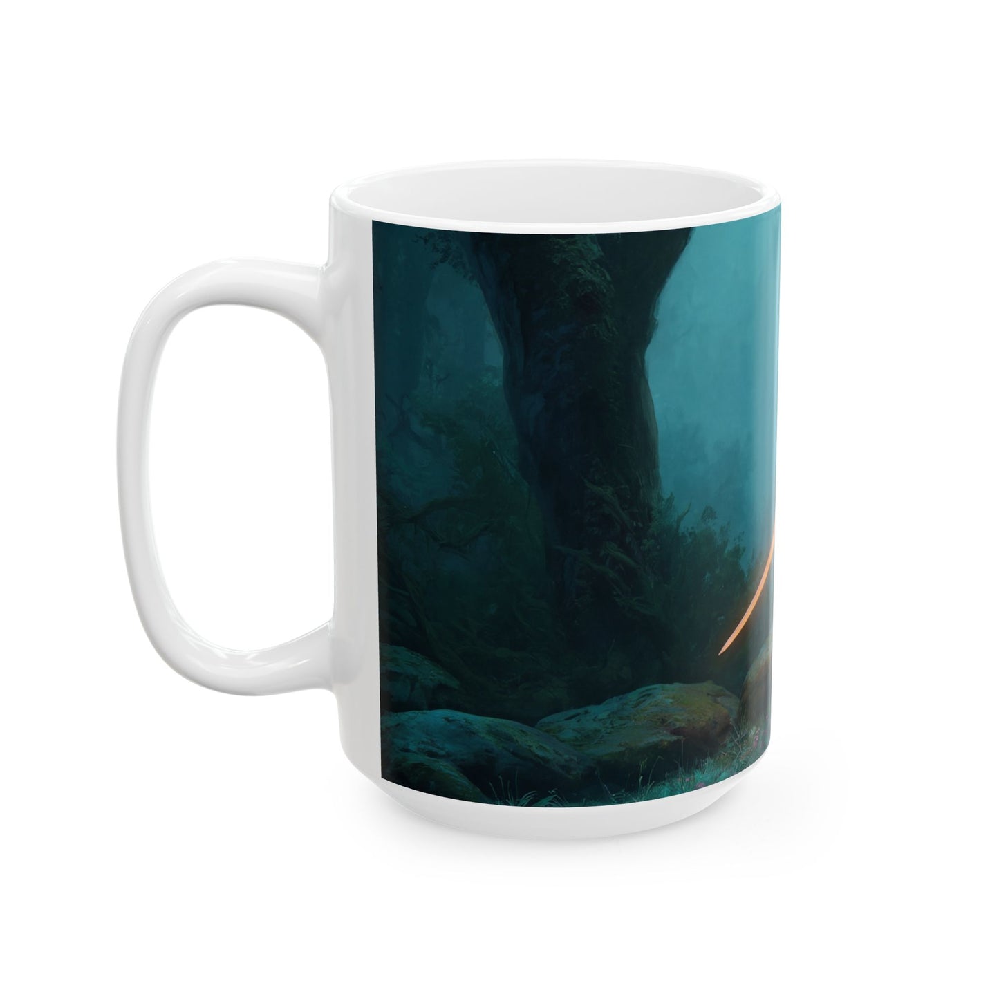 Elven Sentinel Ceramic Mug – Twilight Forest Guardian