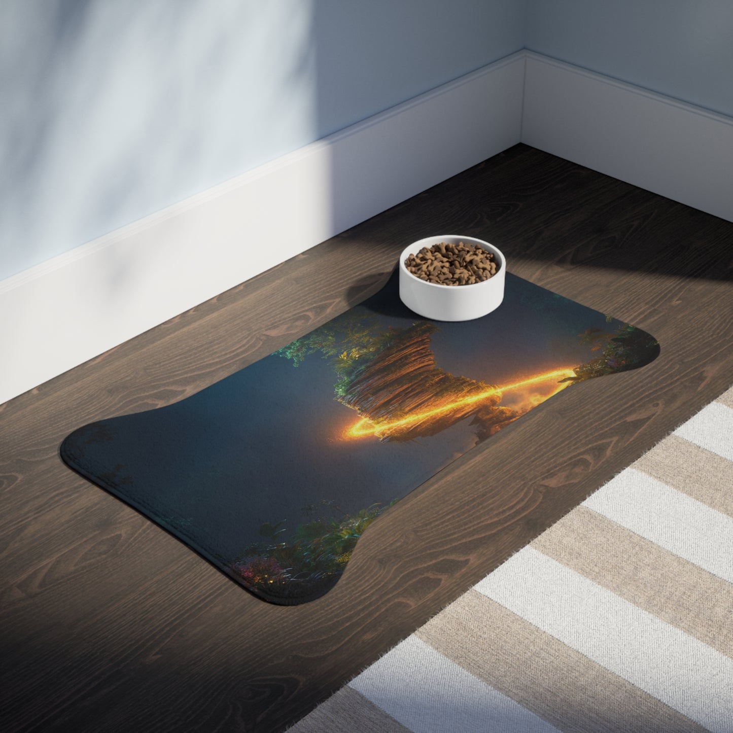 Floating Island Pet Feeding Mats – Luminous Jungle Oasis
