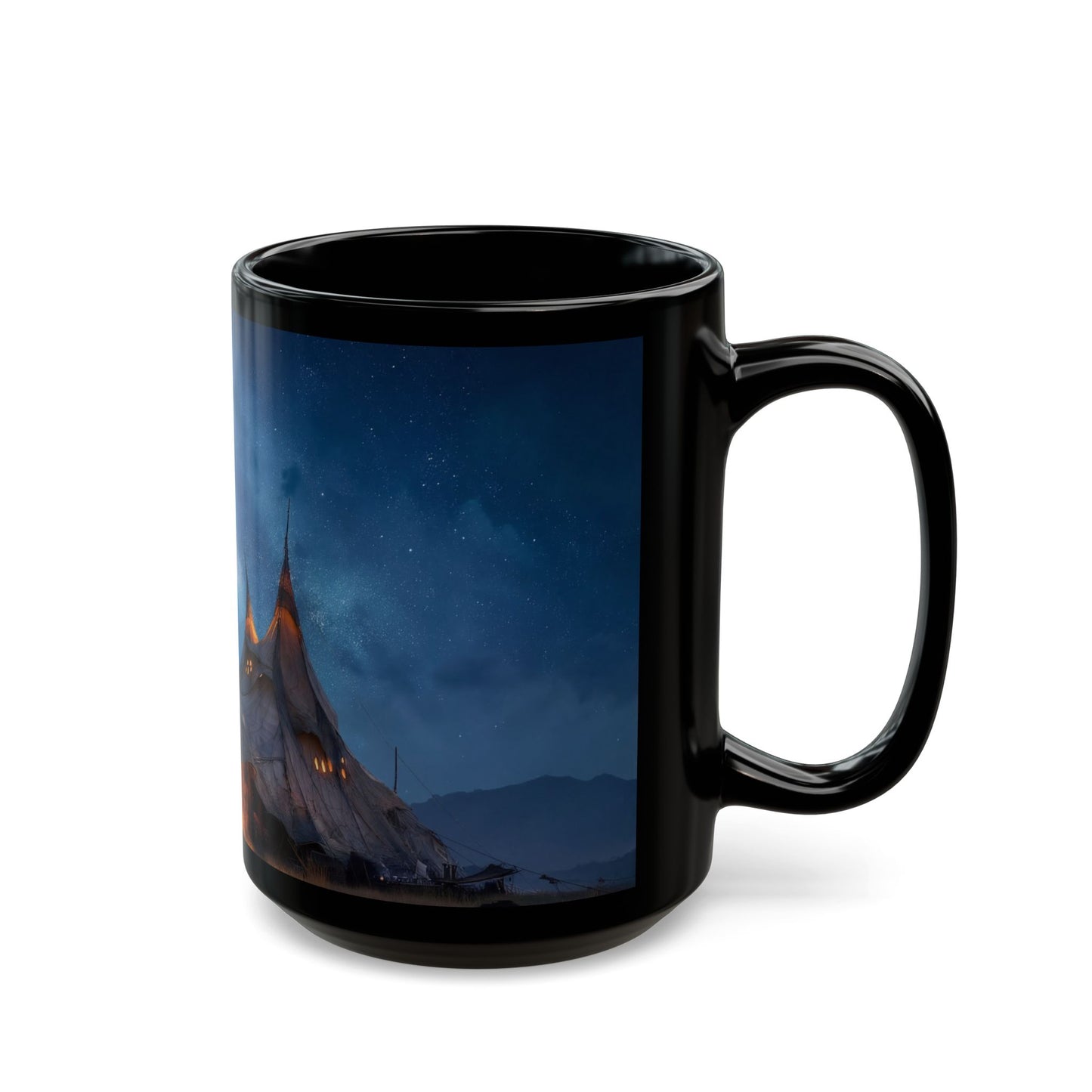 Starlit Nomad Tent Mug – Milky Way Over Desert Campfire