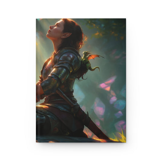 Crystal Grove Sentinel Hardcover Journal Matte – Sunlit Armor and Whispering Wings