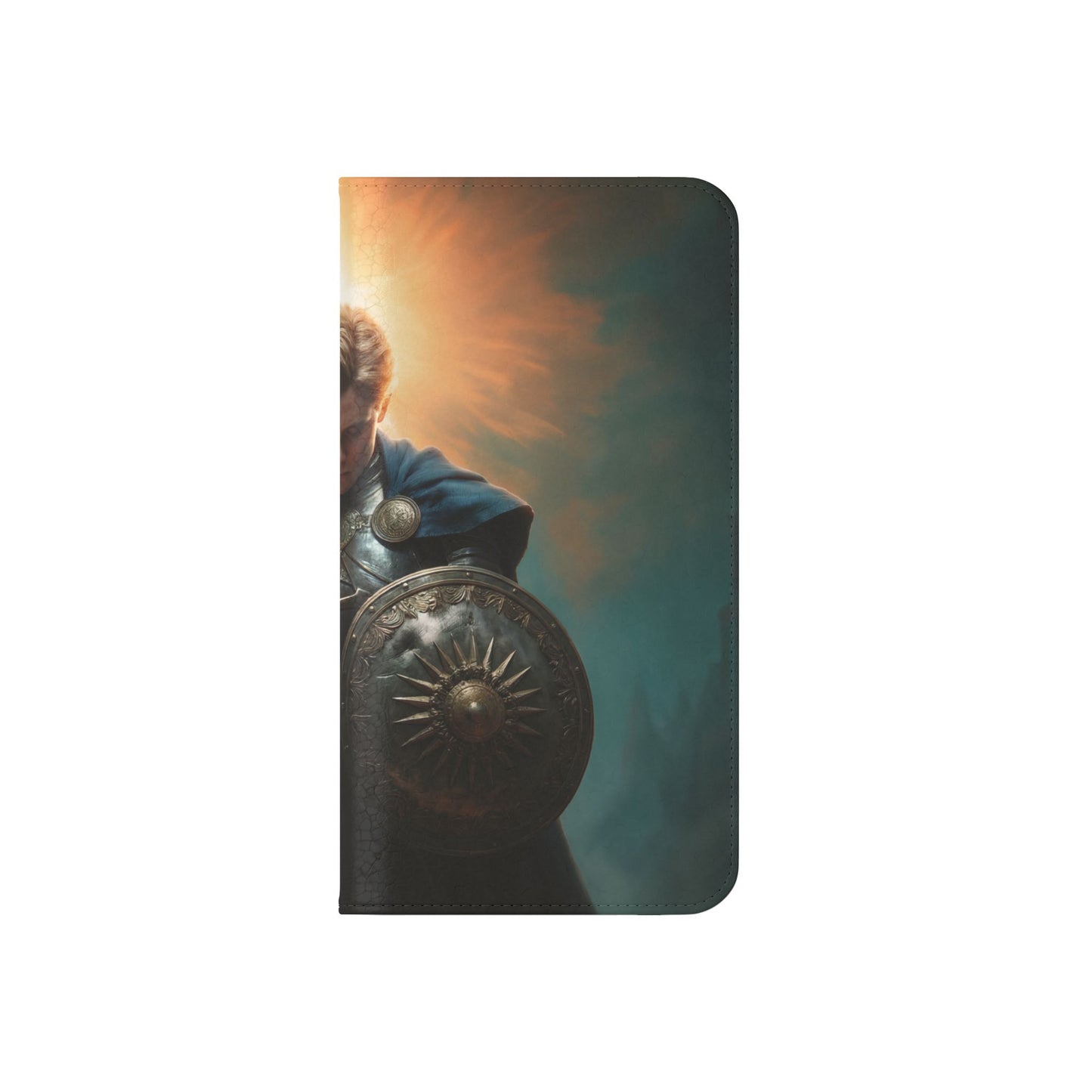 Dawn-Forged Knight Flip Cases – Radiant Armor Against Misty Skies