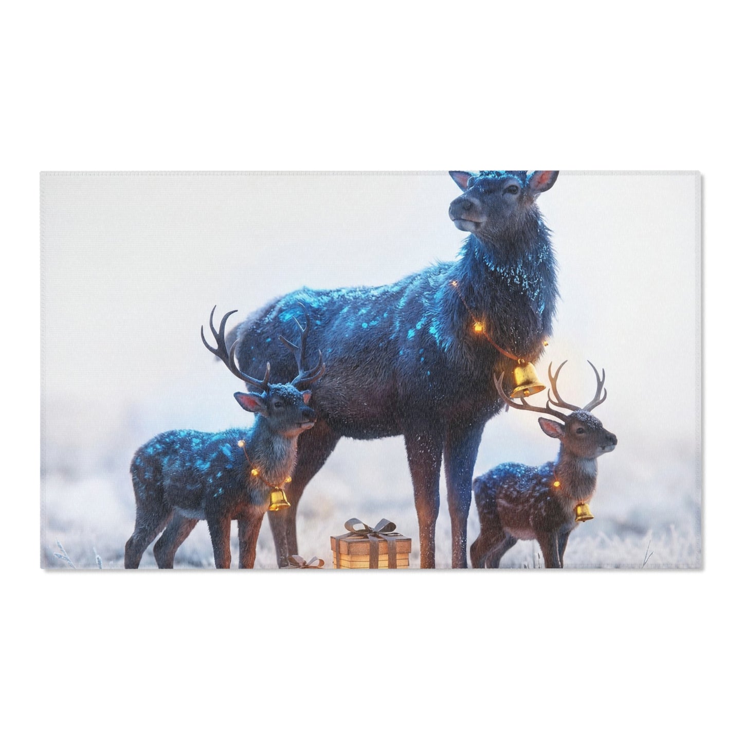 Frostbound Deer Family Area Rug – Whispering Winter Giftscape