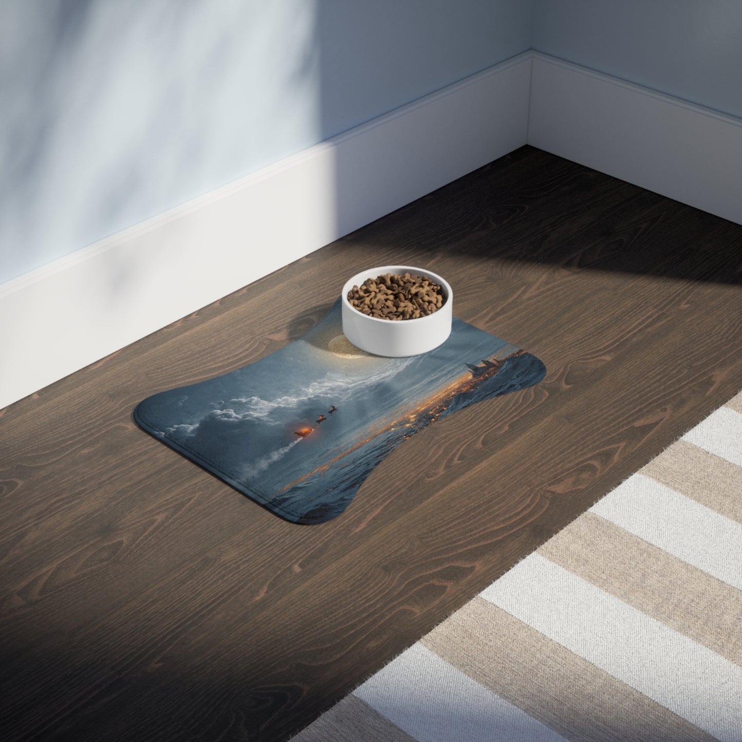 Midnight Sleigh Ride Pet Feeding Mats – Frostbitten City Lightscape